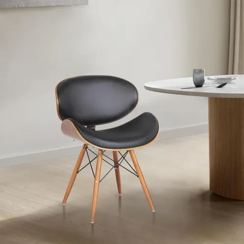 Miniatura 11 de Armen Living Cassie - Silla de comedor en piel sintética negra y acabado de madera de nogal, 20 pulgadas de profundidad x 21 pulgadas de ancho x 31
