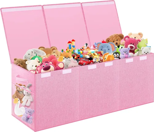 Miniatura 12 de Mabahoo Caja de juguetes extra grande, plegable y resistente para niños y niñas, 40 x 14 x 16 pulgadas, organizador de almacenamiento para niños