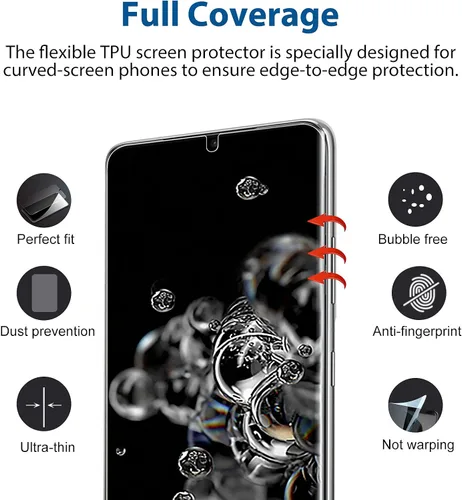 Miniatura 5 de Paquete de 2 protectores de pantalla de privacidad compatibles con Samsung Galaxy S20 Ultra 5G de 6.9 pulgadas, película de poliuretano