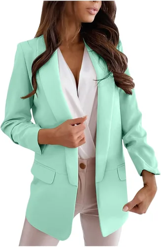 Miniatura 11 de Chaquetas ligeras para mujer, estilo casual, manga larga, frente abierto, chaqueta elegante, para trabajo, oficina, trajes profesionales