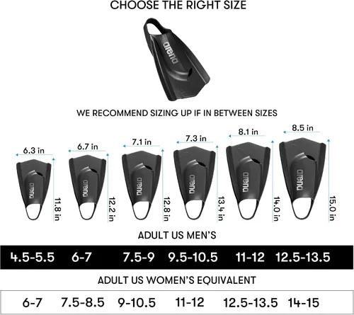 Miniatura 3 de Arena Aletas de natación unisex para adultos, ligeras y cómodas, para entrenamiento de natación para hombres y mujeres, aletas de pala corta