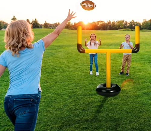 Miniatura 2 de Zhanmai Inflatable Jumbo Football Set Inflatable Football Goal Post with Beach Ball Target Goal Post Ball or Outdoor Sport Summer Beach Pool Party