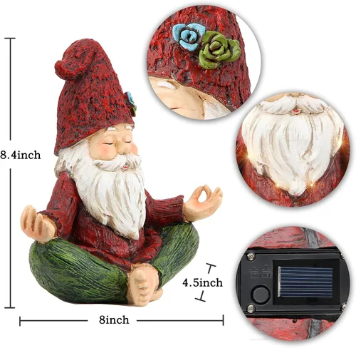 Miniatura 3 de Smadeer Estatua de gnomo de yoga de jardín, figura de gnomos al aire libre con luces solares, Knome en postura de yoga para decoración de jardín