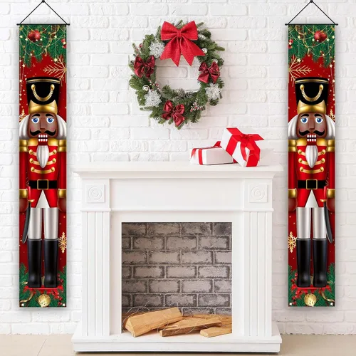 Miniatura 6 de Decoraciones navideñas negras de soldados de Navidad, pancarta para puerta, porche, decoración al aire libre, Navidad, invierno, vacaciones, hogar