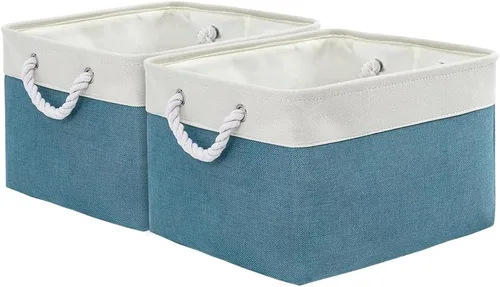 Miniatura 16 de Cesta de organización y almacenamiento para estantes - Paquete pequeño de 6 cestas de almacenamiento de tela plegables para organizar con asa