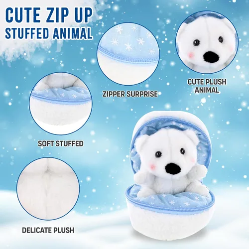 Miniatura 2 de Snowball - Huevo sorpresa con cremallera – 6 pulgadas – Lindo y suave surtido de juguetes de peluche para amigos, familia de todas las edades – Oso
