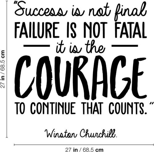 Miniatura 3 de Winston Churchill - Adhesivo decorativo para pared, diseño con frase motivacional para el hogar, entrenamiento, dormitorio, oficina, trabajo (negro)