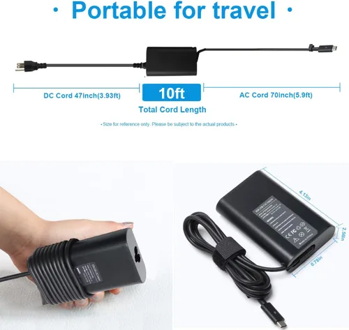 Miniatura 4 de Cargador USB-C tipo C de 65 W para Dell XPS 13 9350 9360 9365 9370 9380 12 9250 Latitude 7275 7370 5175 5285 5290 7390 2 en 1 LA65NM170 HA66 5NM17 0