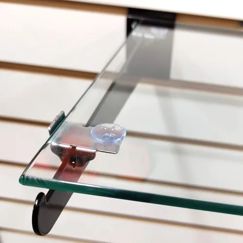 Miniatura 3 de Clip de estante de esquina derecha e izquierda y cojín de goma para soportes para colgar estantes de vidrio, madera o metal, paquete de 10