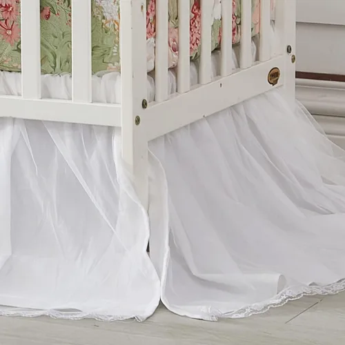 Miniatura 4 de Brandream Juego de ropa de cama de cuna para niñas, juego de guardería floral de jardín de 3 piezas edredón de bebé con volantes, sábana de cuna
