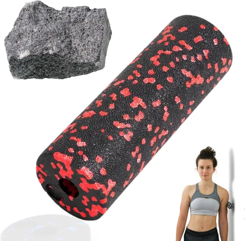 Mini rodillo de espuma de masaje de alta densidad, material 100% reciclado no tóxico, portátil de tamaño de bolsillo para viajes, arco de pies, Rojo