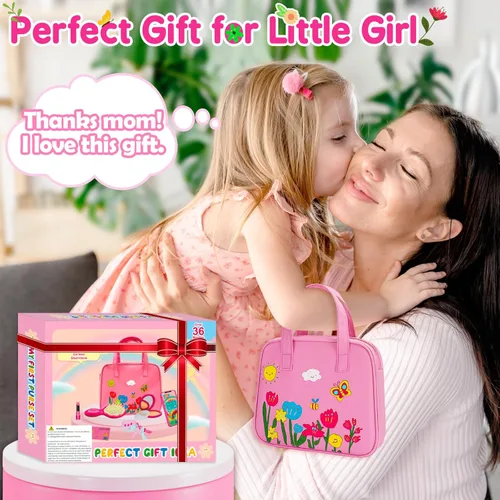 Miniatura 7 de Officygnet Bolso de Juguete para Niñas, 1, 2, 3 Años de Edad, Bolso de Niña Pequeña Juguetes con Kit de Maquillaje de Fantasía, Juguete de Juego
