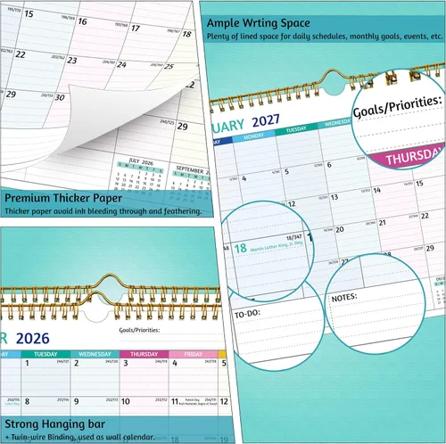 Miniatura 6 de Calendario de pared 2026-2028 – julio 2026 – junio 2028, calendario de 2 años 2026-2028, 11 x 8.5 pulgadas, calendario 2026 de 24 meses, calendario