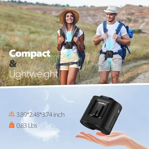 Miniatura 6 de AddAcc Ventilador de cintura portátil – Batería recargable de 14500 mAh, ventilador de cinturón de enfriamiento de 67 horas, 5 velocidades potentes