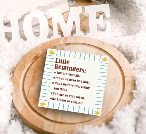 Miniatura 5 de SRADMO Inspirational Wood Box Sign Desk Decor, Inspirational Desk Decor, Little Reminders Motivational Positive Theme Wooden Block Box Sign