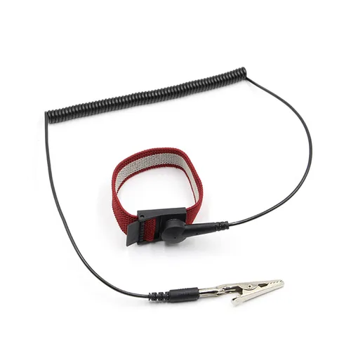 Miniatura 3 de Correa de muñeca antiestática con cable de conexión a tierra ESD Pulsera antiestática ajustable cuerda en espiral pulsera anti choque (1)