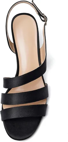 Miniatura 3 de YODEKS Sandalias de tacón para mujer Slingback Strappy Tacones bajos de gatito Tacones de punta abierta