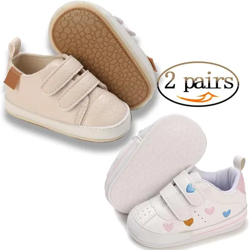 Miniatura 2 de eitwo 2 pares de zapatos de bebé, para niños y niñas, suela de goma antideslizante, unisex, suaves y ligeros, zapatos de cuna para primeros pasos