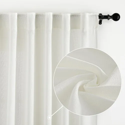 Miniatura 63 de NICETOWN Cortinas de lino grueso para dormitorio, privacidad añadida, bolsillo para barra y pestaña trasera, no se transparentan, mezcla de lino