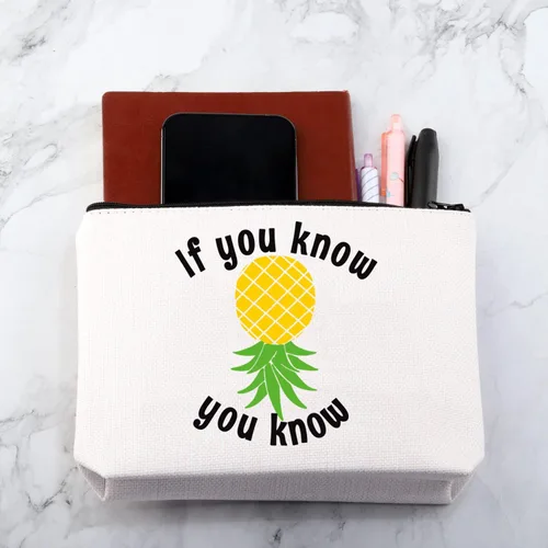 Miniatura 6 de MNIGIU Bolsa de cosméticos divertida de piña al revés Bolsa de maquillaje de piña Swinger Regalo de fiesta de regalo, Piña al revés., Monedero