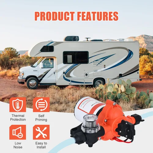 Miniatura 6 de Bomba de agua DC de 12 V RV 3.5GPM 45PSI, bomba de presión de agua de 12 voltios bajo demanda con interruptor de presión, bomba de diafragma