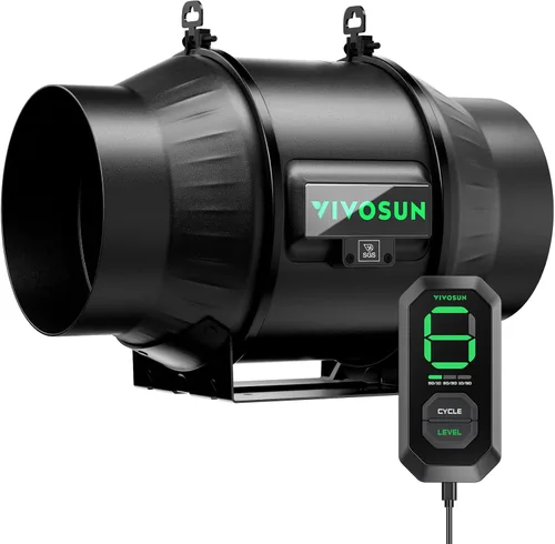 Miniatura 10 de VIVOSUN Ventilador de conducto en línea G4 de 4 pulgadas y 3 modos de ciclo controlador de velocidad E12, kit de ventilación para tienda de cultivo