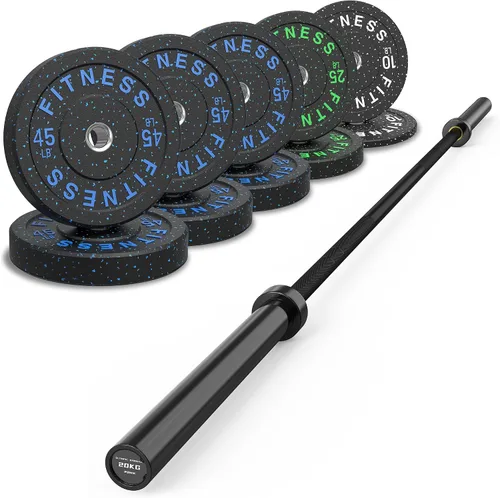 Miniatura 18 de HANDBODE Olympic High-Bounce Bumper Plates Bench Press Barbell Weights Set 2 - Inch, 10-55 lb Rubber Weight Sets for Home Gym, Strength Training