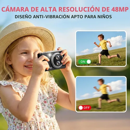 Miniatura 3 de Cámara digital, 48MP FHD 1080P cámara de apuntar y disparar con zoom de 16x, cámara portátil compacta antivibración para fotografía con tarjeta