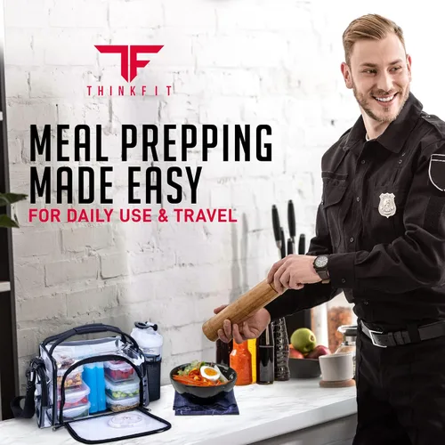 Miniatura 9 de ThinkFit Bolsa de almuerzo transparente con 6 recipientes para preparación de comidas - Sin BPA, reutilizable, apta para microondas + congelador
