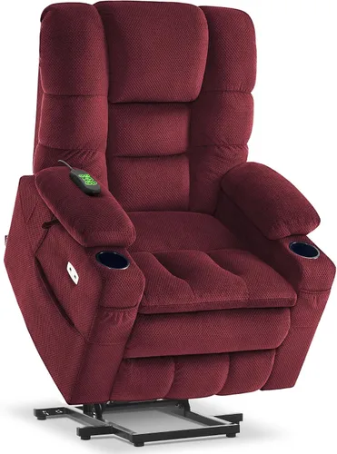 Miniatura 17 de MCombo Sillón Reclinable Grande con Triple Motor de Elevación Eléctrica con Masaje y Calefacción Doble, Reposacabezas Ajustable para Personas Café