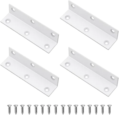 Miniatura 9 de Soportes en L, 4 unidades de soporte de esquina con ángulo, acero inoxidable superior, 4" x 1" M, 2 mm de espesor, para estante de madera, mueble