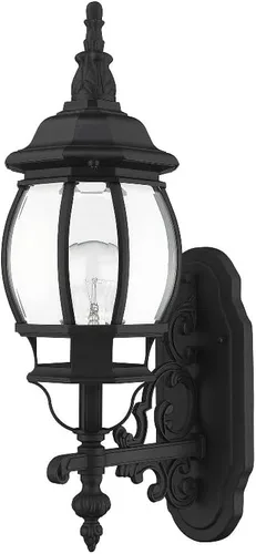 Miniatura 3 de Livex Lighting 7520-04 Farol de pared para exteriores con pantallas de vidrio biselado transparente, negro, 21 x 7 x 21 pulgadas