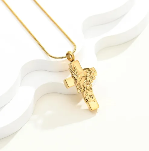 Miniatura 3 de Cross Hummingbird Urn Necklace for Ashes Flower Ashes Pendant Memorial Necklace Cremation Jewelry Ashes Keepsakes Necklace Gift for Loss of Loved