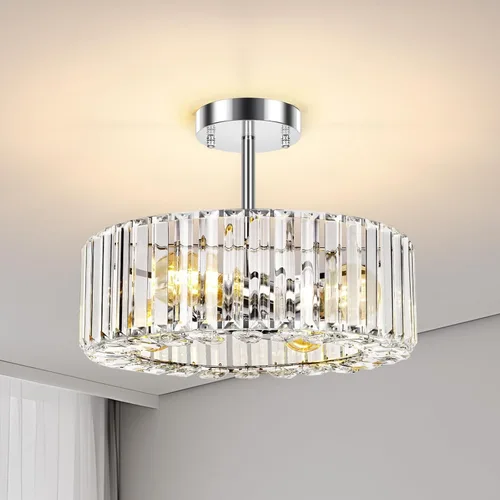 Miniatura 18 de FRIDEKO HOME Lámpara de techo semiempotrada - Lámpara de techo moderna de cristal, lámpara de techo moderna, accesorios de luz dorada para porche