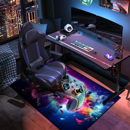Miniatura 7 de Alfombra de área de juego para adolescentes, alfombra de 3D transparente con diseño de gamepad y controlador de juego de fondo de bomba colorida