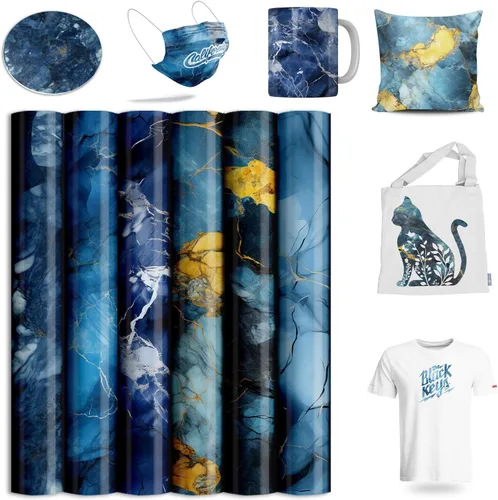 Miniatura 7 de Hojas de transferencia de sublimación para vasos, camisetas en blanco, papel de transferencia de sublimación con purpurina azul para máquina