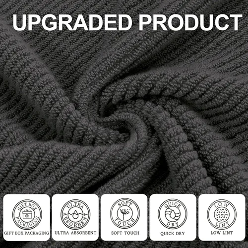 Miniatura 121 de VOOVA & MOVAS Toallas de mano blancas - 100% algodón Ligeras Gruesas Secado rápido Suaves Absorbentes, paquete de 4 piezas grandes de 18