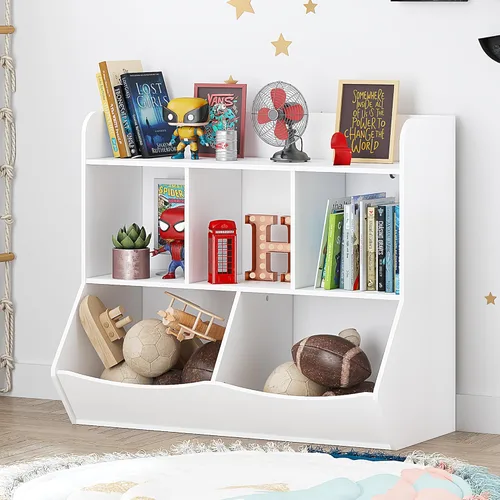 UTEX - Organizador para almacenamiento de juguetes con estantería, varios contenedores para libros, juguetes, organizador de almacenamiento para