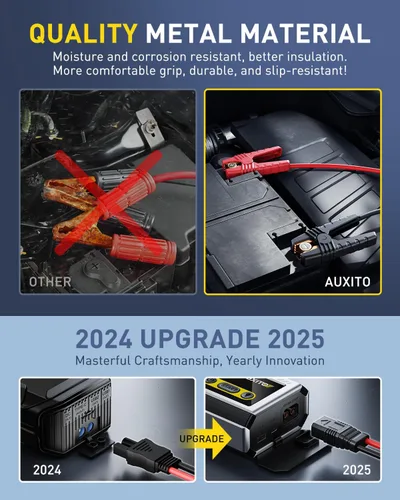 Miniatura 5 de AUXITO Arrancador de 6000A, arrancador de batería de coche de 12V, hasta todos los motores de gasolina y diésel de 12L con pantalla LED, caja