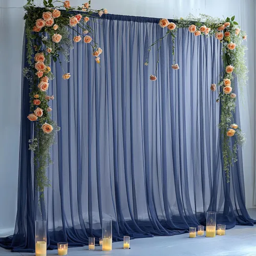 Miniatura 17 de Cortina de telón de fondo de tul azul bebé de 10 x 10 pies para fiestas, cortinas de fondo transparentes para bodas, baby shower, baby shower