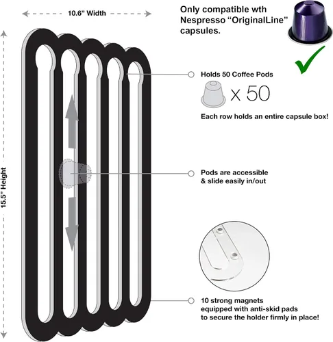Miniatura 3 de Demi's Home Soporte magnético para cápsulas de café Nespresso Originales, apto para ser montado en el refrigerador (transparente)