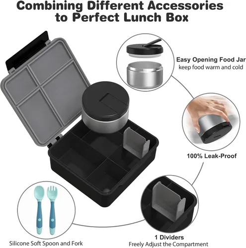 Miniatura 3 de Caja de almuerzo Bento para niños con termo para sopa de 8oz, botella de agua, contenedores de comida para almuerzo a prueba de fugas para niños