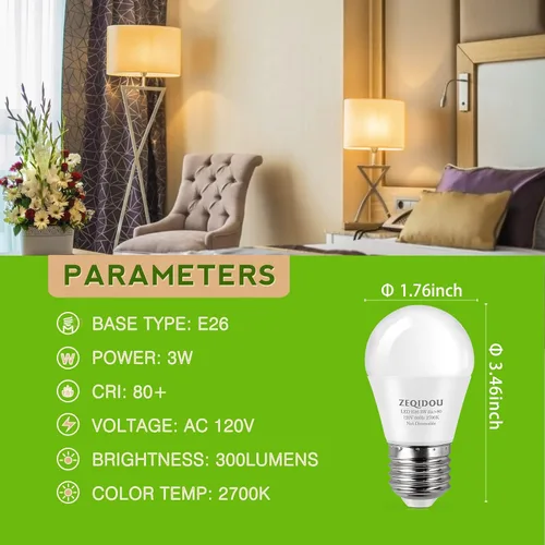 Miniatura 2 de Bombillas equivalentes a 25 W, bombillas LED de 3 W, color blanco suave, 2700 K, A15 E26, bombillas de bajo vatio, para dormitorio, lámpara de mesa