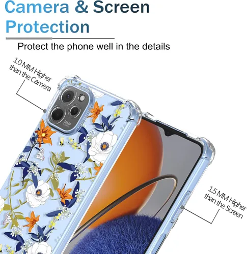Miniatura 2 de Funda para Huawei Nova Y61 Clear Flower Phone Case Soft TPU a prueba de golpes, antiarañazos, funda protectora para Huawei Nova Y61, flores coloridas