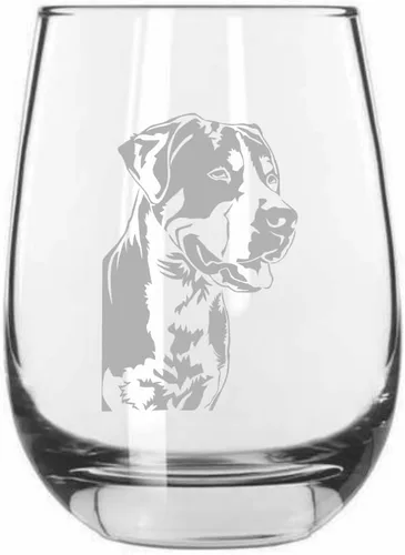 Miniatura 68 de Sakhalin Husky Dog - Copa de vino grabada personalizada de 15.25 onzas sin tallo