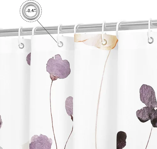 Miniatura 4 de Gibelle Cortina de ducha con diseño floral de acuarela, cortina de ducha de flores beige ciruela, para baño, juego de cortina de ducha moderna