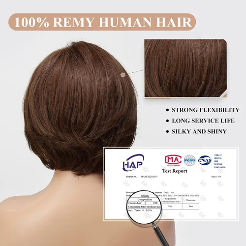 Miniatura 7 de EMMOR Peluca de encaje frontal atada a mano, pelucas de cabello 100% humano para mujer, peluca natural en capas, estilo ondulado diferente