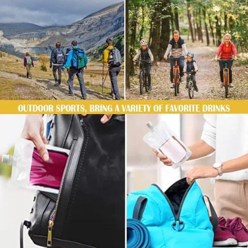 Miniatura 7 de DOERDO - 100 bolsas de bebidas, bolsas de jugo, frascos, transparentes, de pie, para café, agua, cerveza, jugo, leche, 6.8 fl oz/6.8 onzas