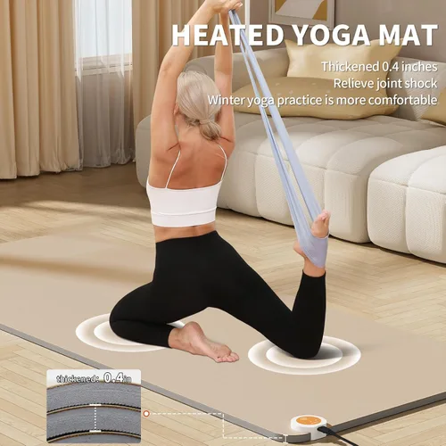 Miniatura 6 de PAIDU Tapete calefactor, tapete térmico de temperatura ajustable, tapete de yoga de calefacción eléctrica antideslizante extra grande, calentador