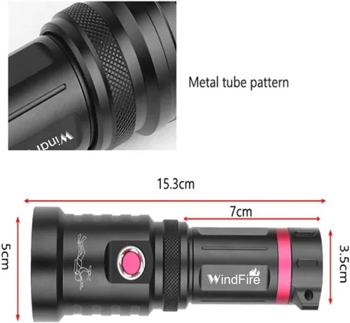Miniatura 5 de WINDFIRE Linterna de buceo, 5000 lúmenes, luz de buceo súper brillante, 3 modos, IPX8 impermeable, linterna subacuática, linterna de buceo